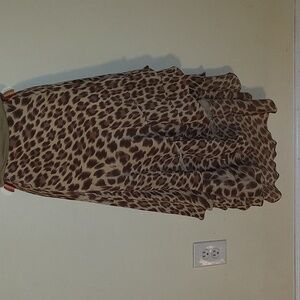 Leopard Print Women's Asymetricsl Ruffle  Skirt